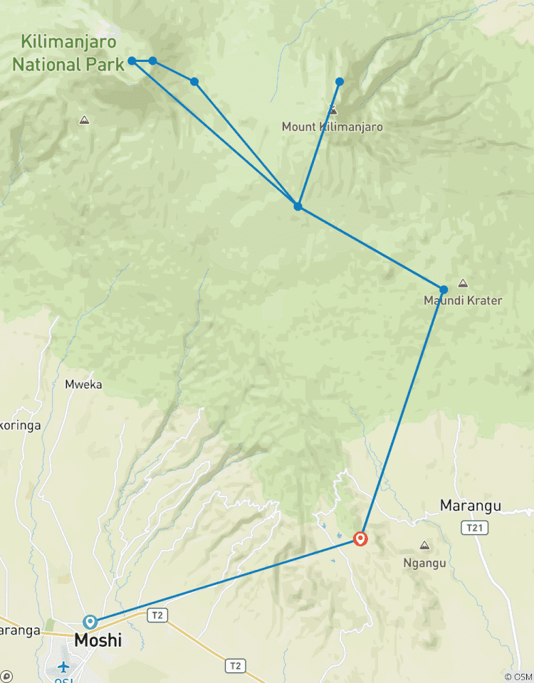 Mt. Kilimandscharo Marangu Route - 6 Tage Rundreise