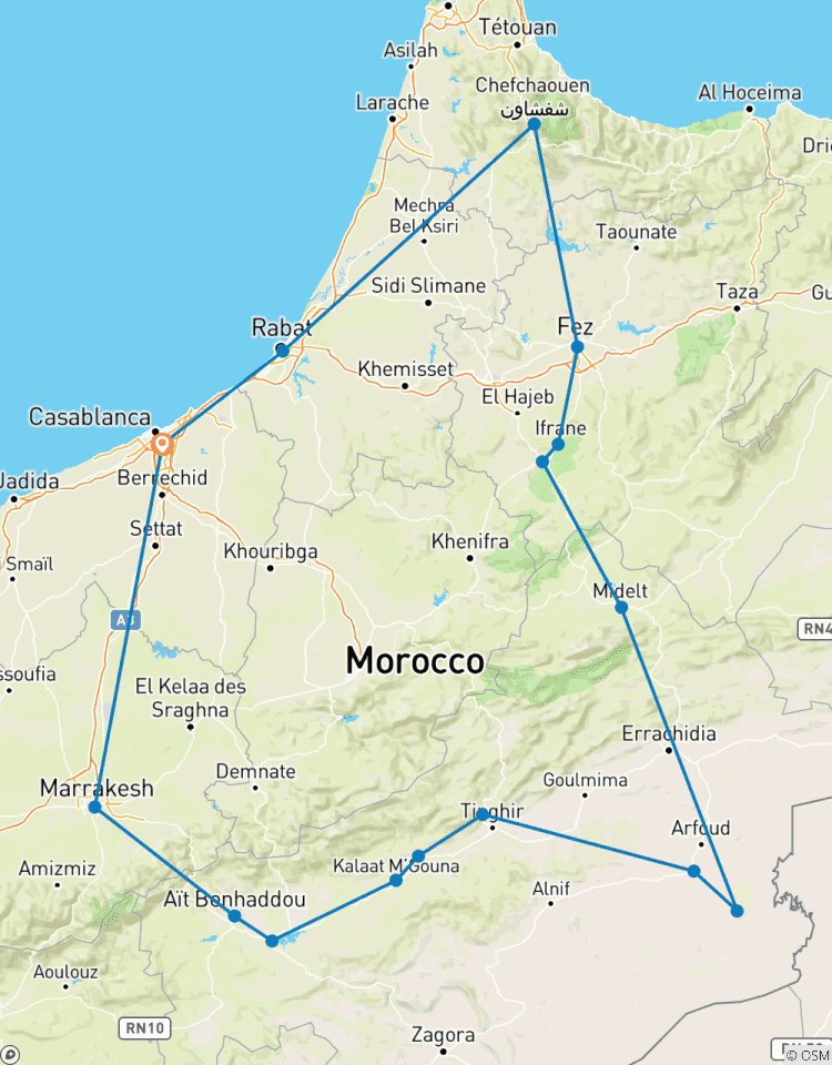 Circuit de 10 jours au Maroc depuis Casablanca circuit