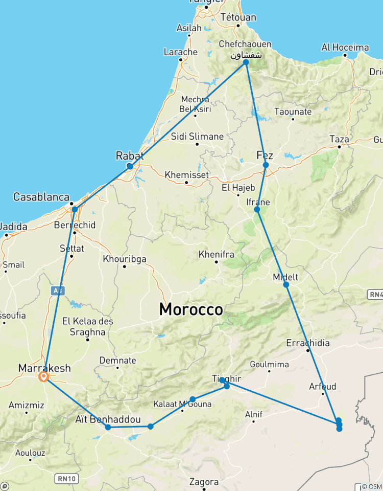 Circuit de 9 jours au Maroc à partir de Marrakech circuit