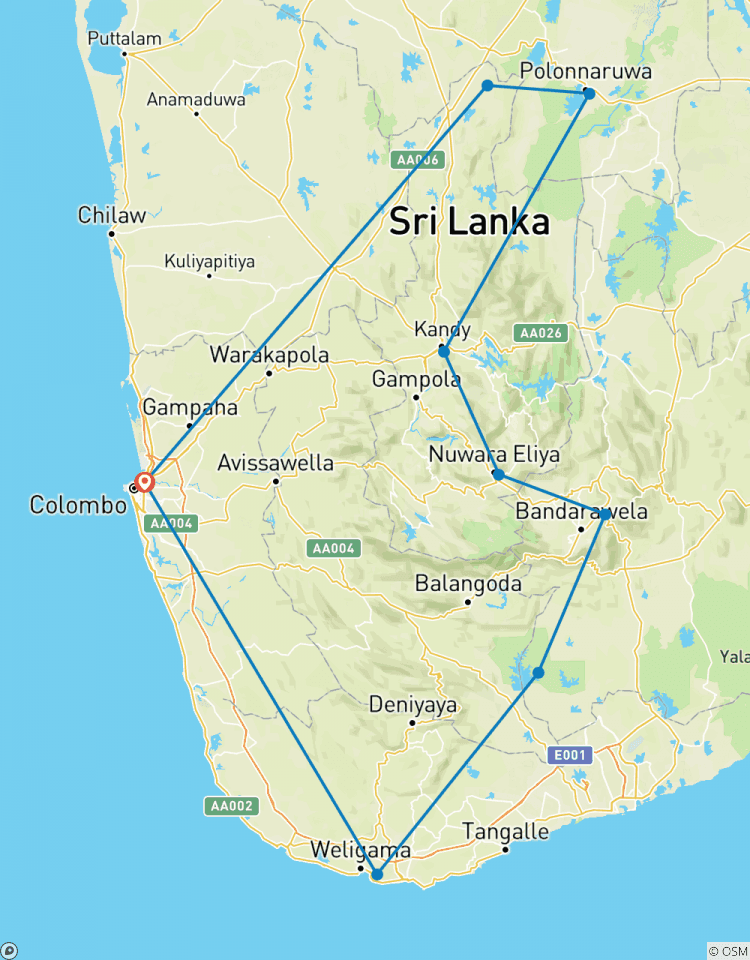 Circuito Sri Lanka circuito clásico - 7 días 6 noches con conductor privado, vehículo y alojamiento H/B