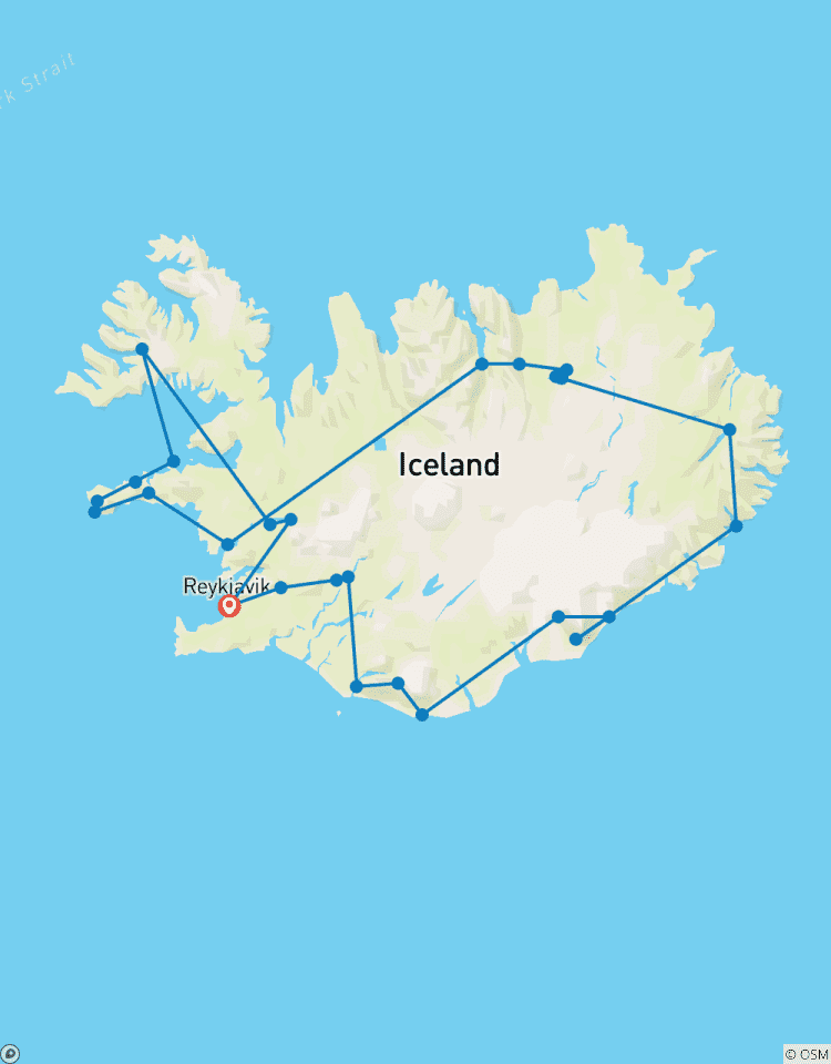 Circuito Vuelta a Islandia en minibús en invierno de 8 días con auroras boreales, cueva de hielo azul y avistamiento de ballenas