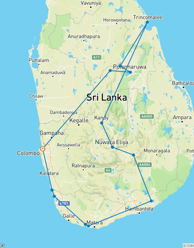 Circuito dos semanas de vacaciones en sri lanka con conductor privado, vehículo y alojamiento H/B