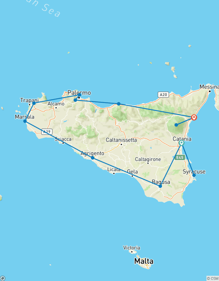 Circuito Maravillas de Sicilia - circuito monolingüe en inglés desde Catania