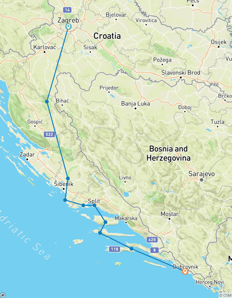 Senteurs et saveurs de la Croatie à pied et à vélo circuit