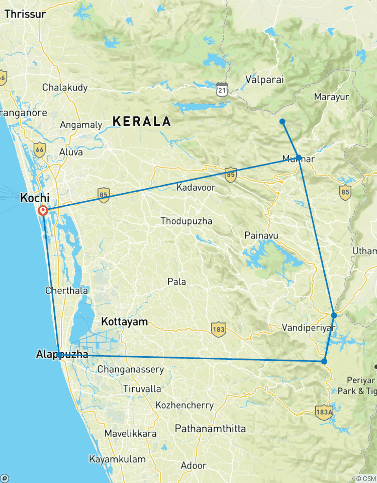 South India Kerala Tour – 9 Days Backwaters, Tea Hills, Wildlife & Houseboat Experience Tour