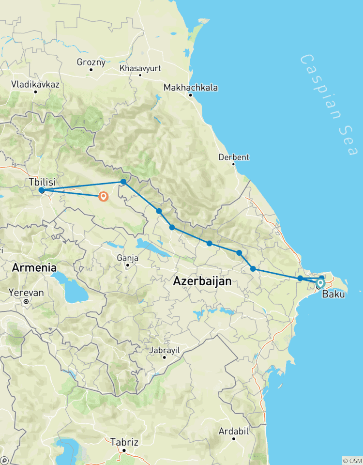 Baku nach Qabala über Sheki, Zaqatala, Sighnaghi und Tiflis - Privatrundreise - 9 Tage Rundreise