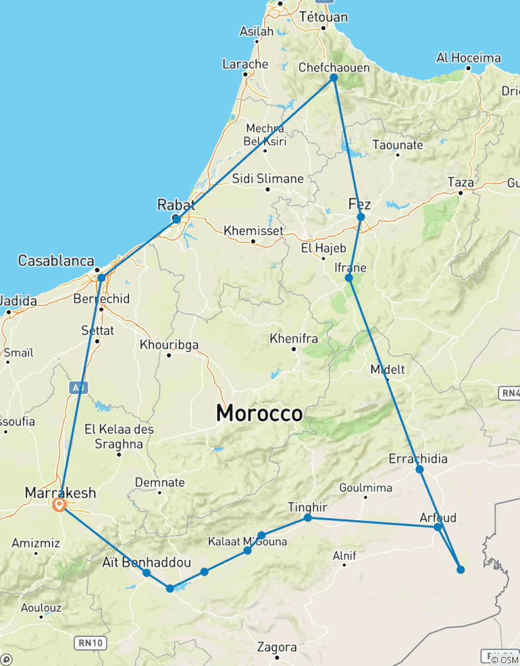 10 Tage Reise ZUR ENTDECKUNG MAROKKOS AB MARRAKECH Rundreise