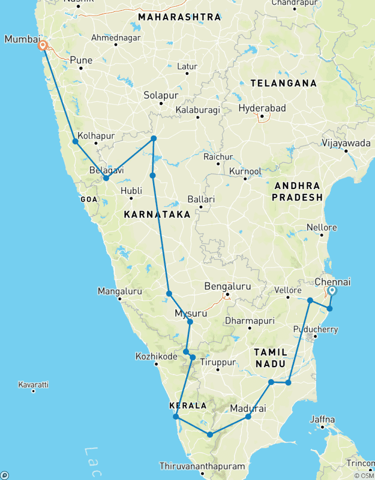 Circuit en Inde du Sud avec le parc national de Periya, Goa et le safari animalier de Mudumalai circuit