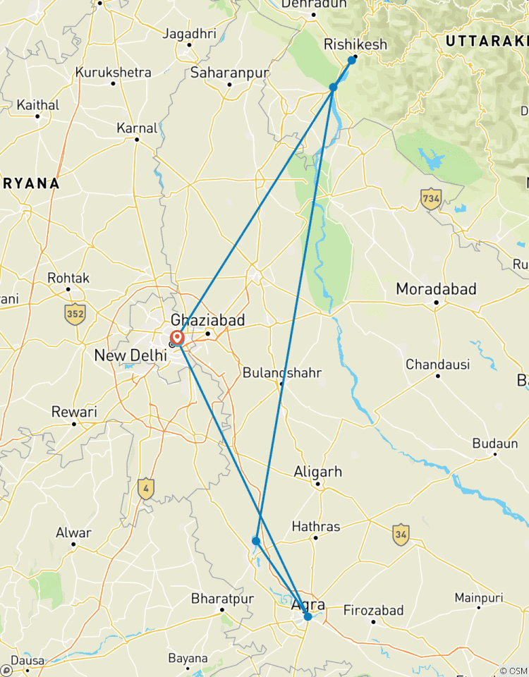 Triangle d\'or avec Vrindavan, Haridwar et Rishikesh : tout compris circuit