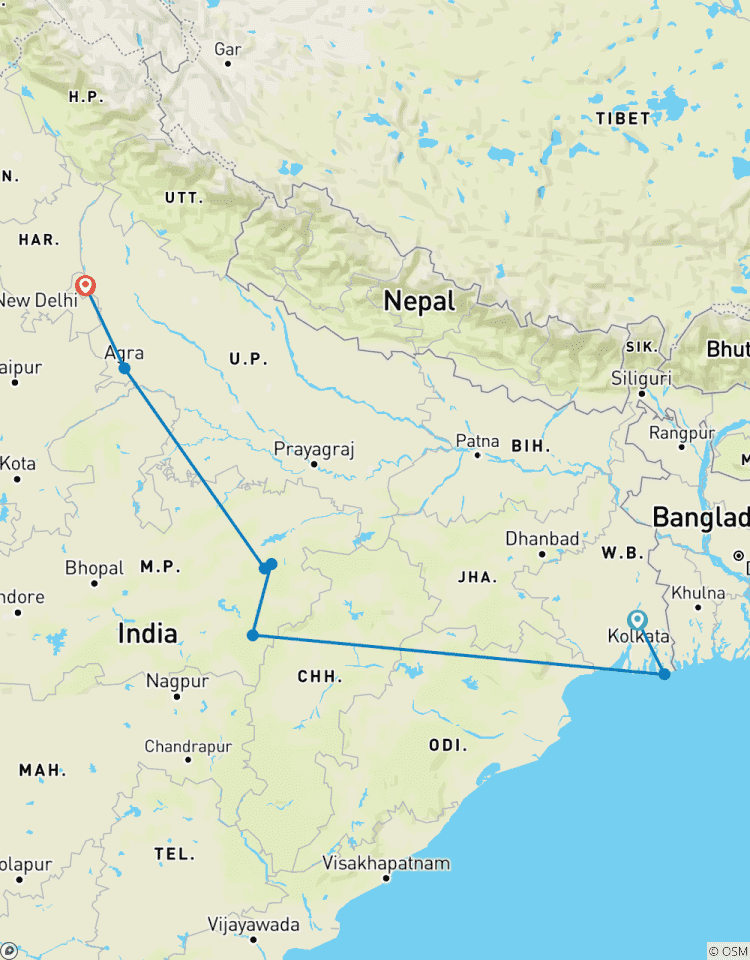 12 jours d\'excursion en Inde avec le tigre du Bengale royal et le Taj Mahal depuis Calcutta circuit