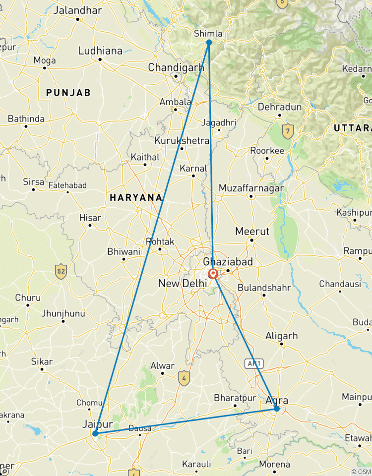Luxuriöse Indiens Goldenes Dreieck Tour mit Shimla mit Spielzeugzug Rundreise