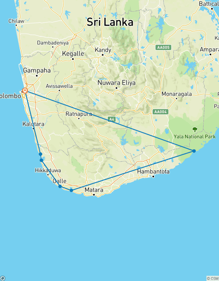 Circuito Excursión de 2 días a Bentota, Galle y Yala desde Colombo con chófer privado, vehículo y alojamiento H/B