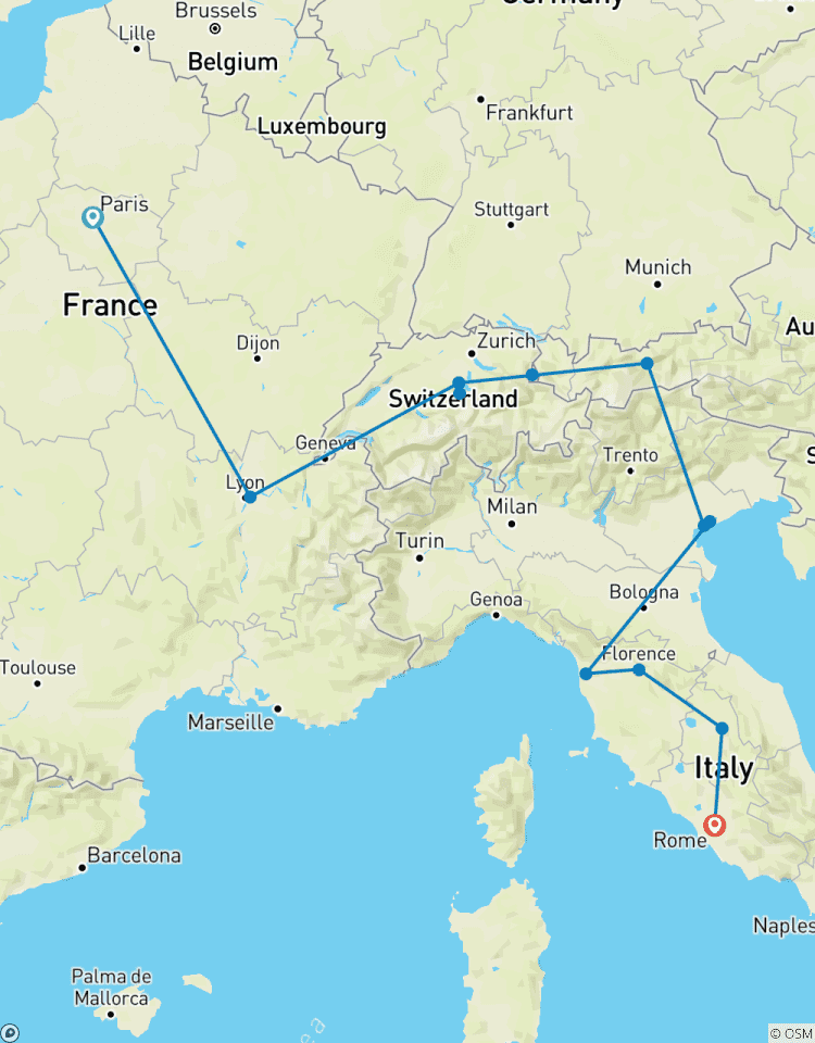 Der Weg nach Rom ab Paris Rundreise