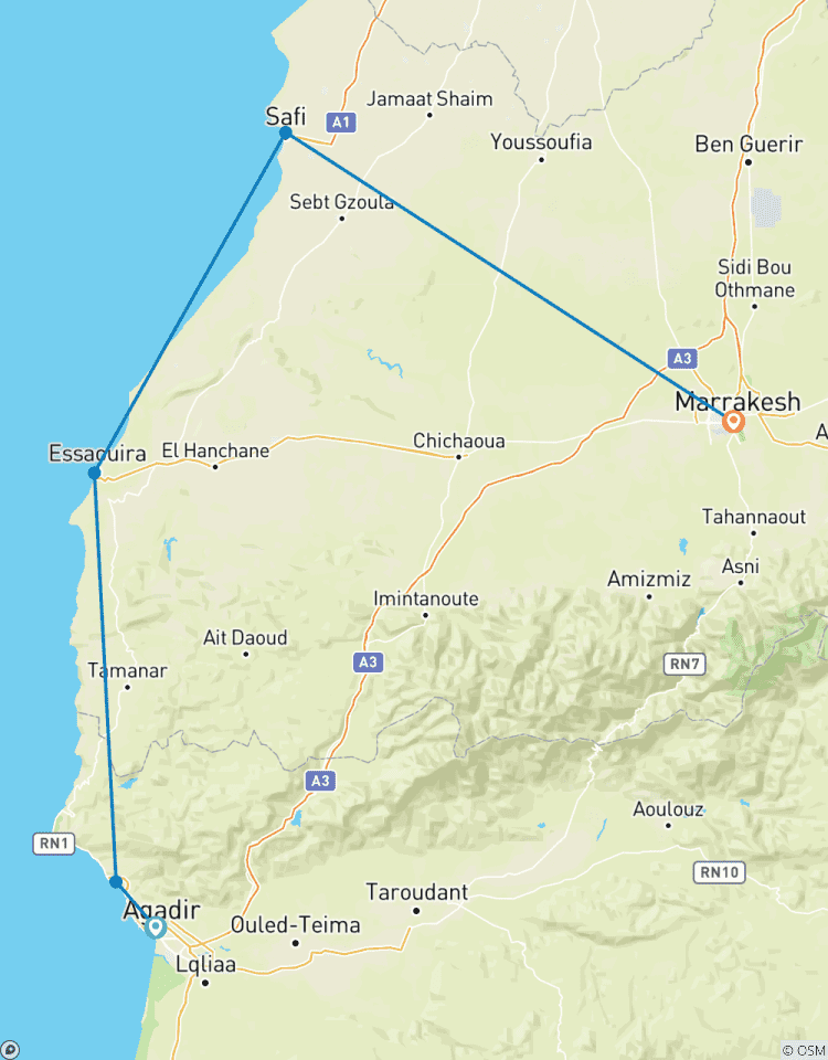 Aventure cycliste de 7 jours sur la côte atlantique, Maroc circuit