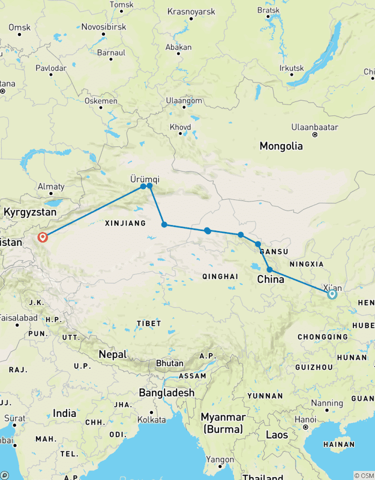 Circuito Ruta de la Seda en tren bala y vuelo 12D: Xian, Zhangye, Dunhuang, Turpan, Kashgar, etc.