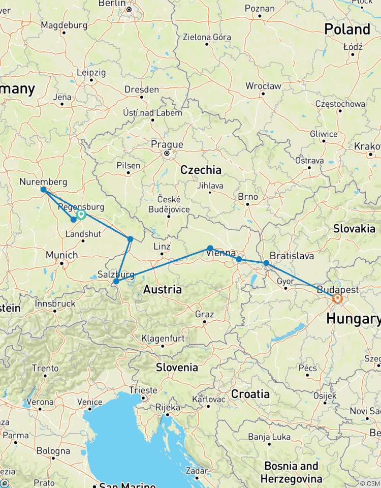 Romantic Danube Regensburg to Budapest Tour