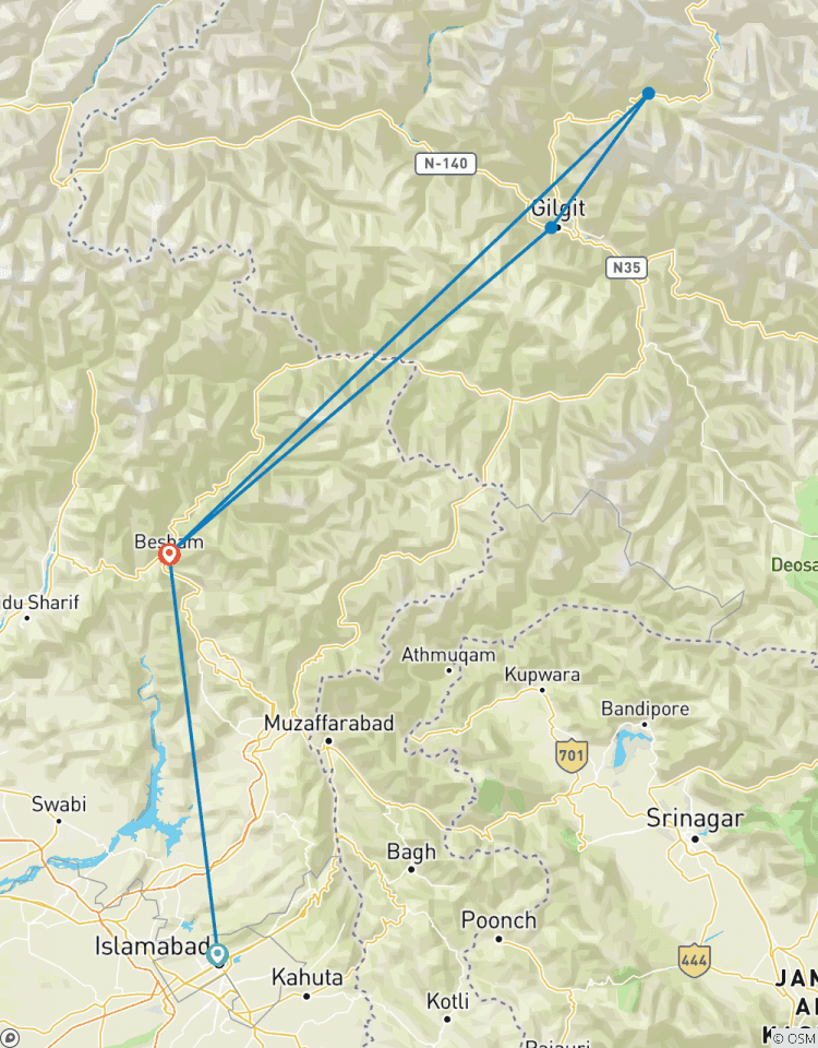 Circuito 07 Días Islamabad, Besham, Gilgit, Hunza Karimabad, Passu, Khunjerab Pass Tour Pakistán