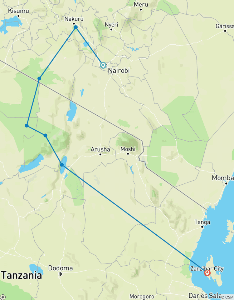 13 Days From Kenya to Tanzania and Relaxation in Zanzibar Tour
