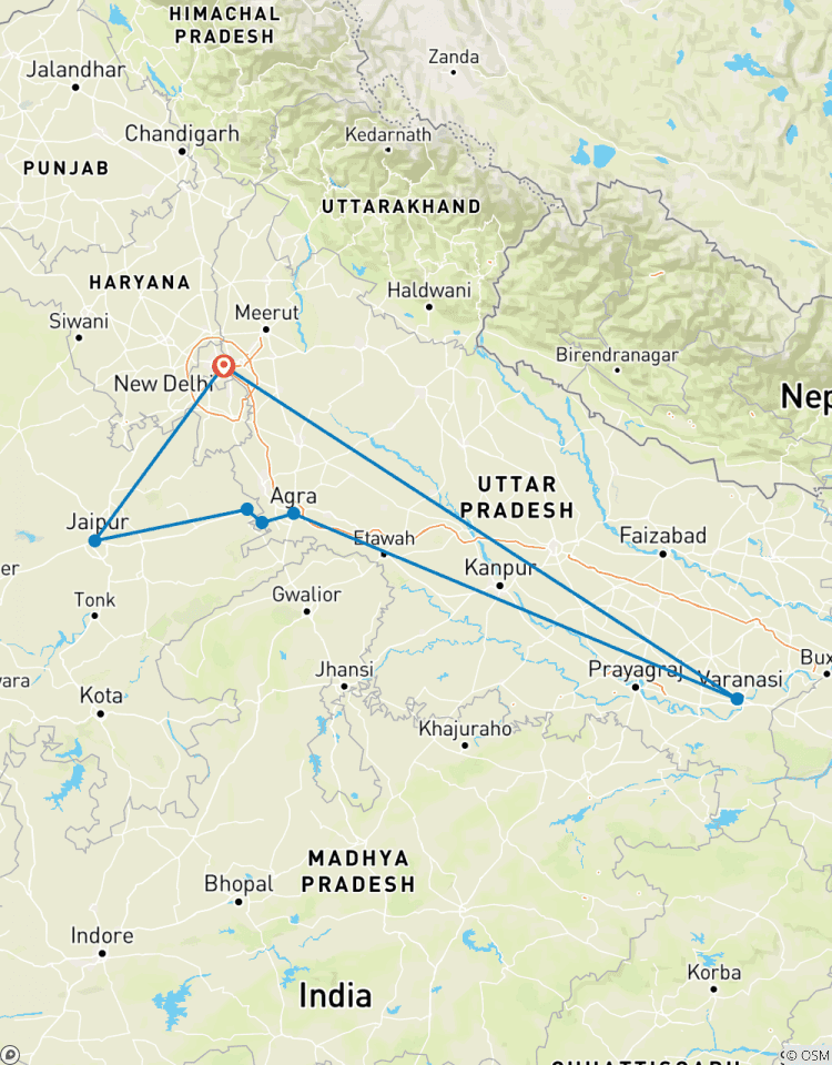 Goldenes Dreieck mit Bharatpur Vogelschutzgebiet & Varanasi Rundreise