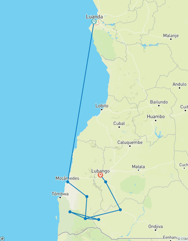 Namibe, Cunene und Lubango Safari 6 Tage / 5 Nächte Rundreise