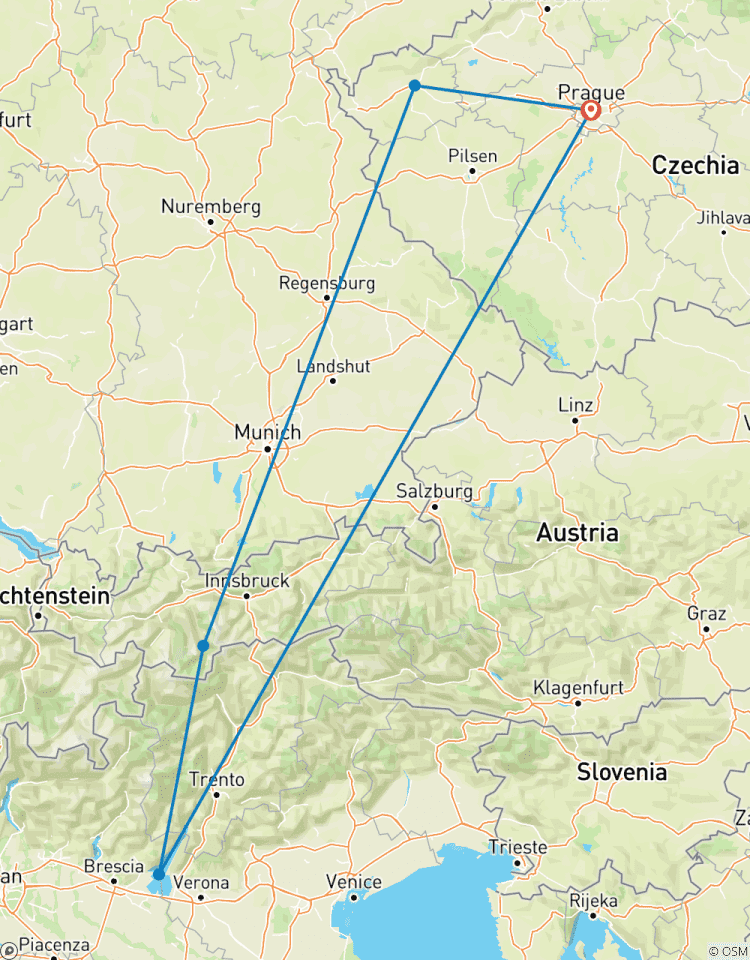 Europa Privatrundreise: Prag - Österreich - Italien Rundreise
