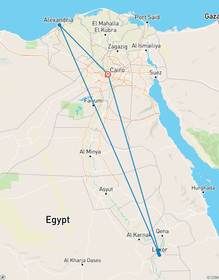 5 jours d\'exploration touristique du Caire, des pyramides de Gizeh et d\'Alexandrie, de Louxor (visite du musée GEM) circuit