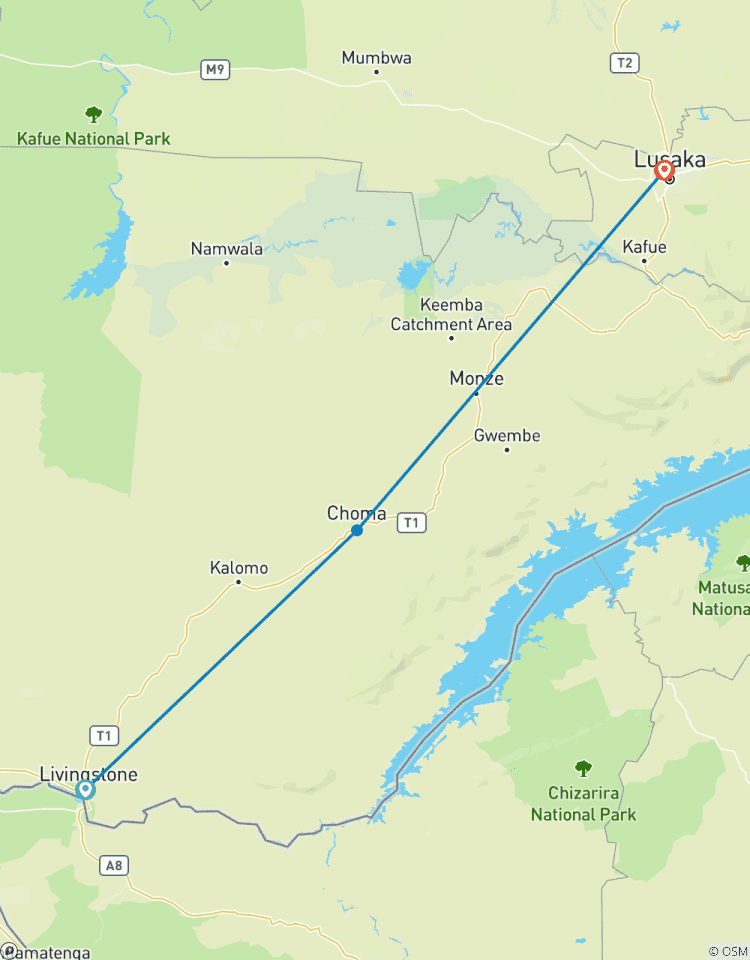Entspanntes Überlandreise-Abenteuer von LIVINGSTONE nach LUSAKA 2 Tage Rundreise