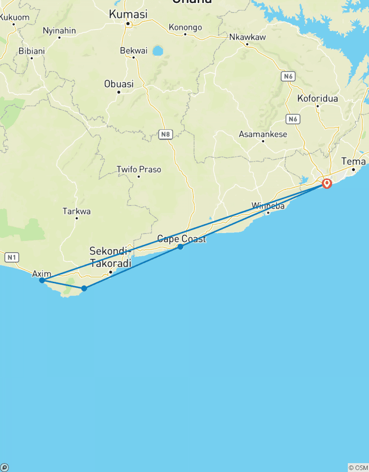 Circuito Excursión por la costa de Ghana