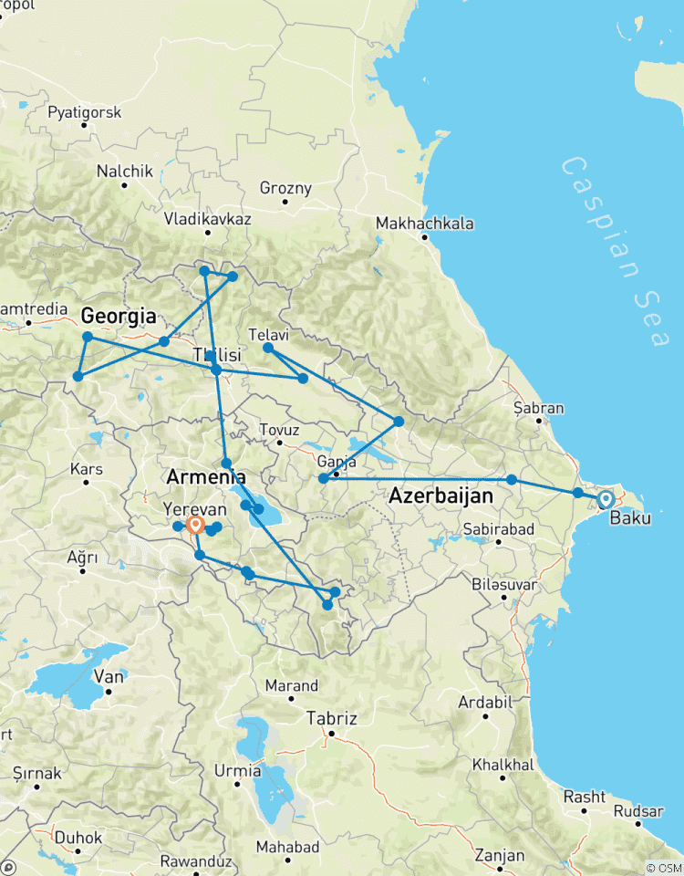 Les trésors du Caucase - Azerbaïdjan - Géorgie - Arménie - Circuit privé Premium {HB - Hôtels 4*} circuit