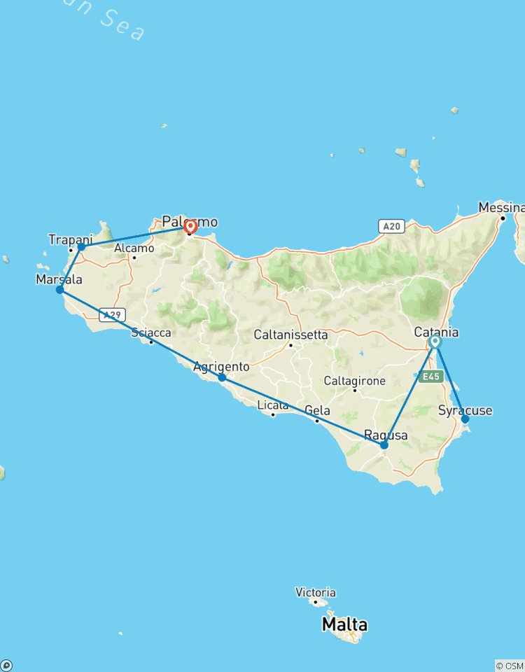 Circuito Circuito en grupo pequeño maravillas de Sicilia de Catania a Palermo