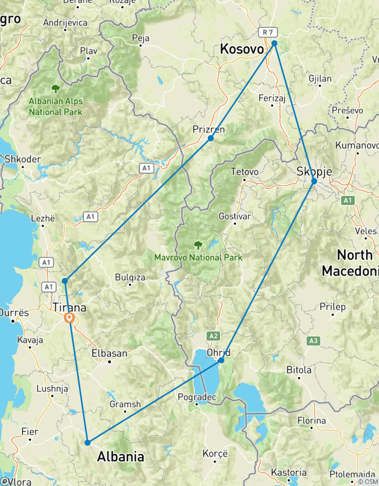 N. Macedonia, Kosovo & Albania; Semi – Private Tour with Dedicated Tour Leader & Car Tour