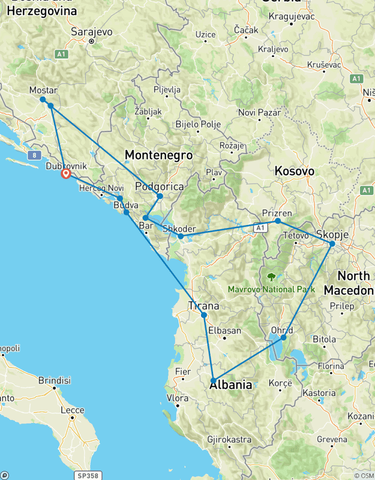 Pearls of the Balkans from / to Dubrovnik; Semi - Private Tour with Dedicated Tour Leader & Car Tour
