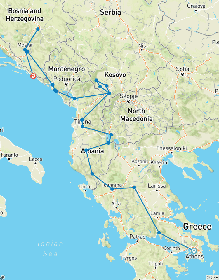 Athens to Dubrovnik / Split; Semi – Private Tour with Dedicated Tour Leader & Car Tour