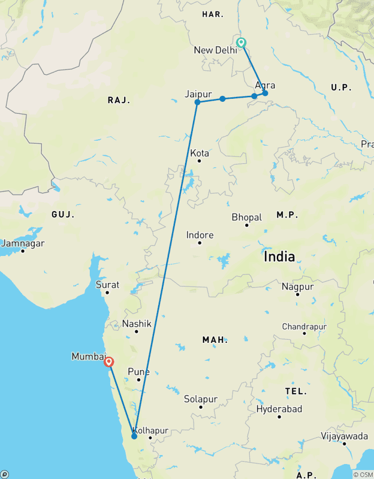 Le meilleur de l\'Inde : Triangle d\'or avec séjour à Goa et à Mumbai circuit