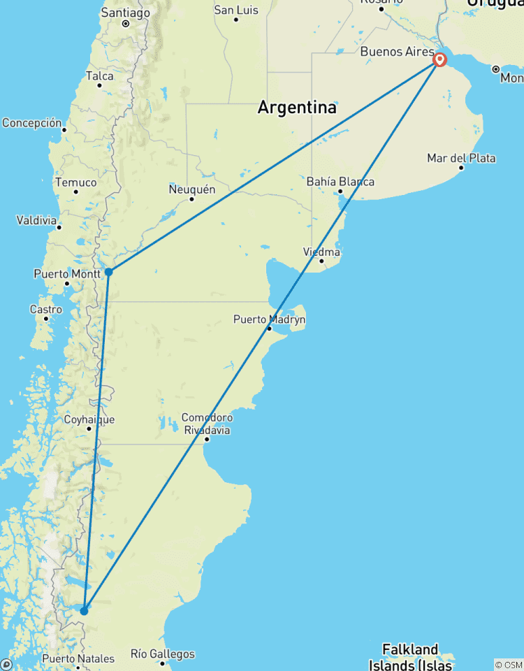 Triangulo Argentino : Buenos Aires - Bariloche - El Calafate 8 días - 7 noches circuit