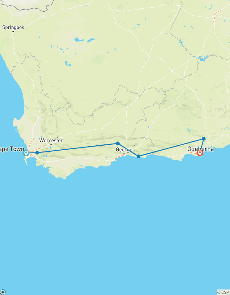 Cape Town - Garden Route - Addo Chauffeur Drive Tour : 6 jours circuit