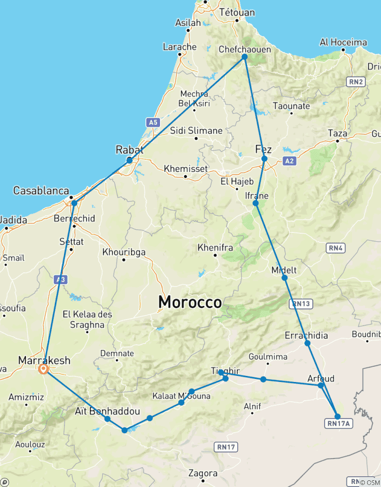 Circuito Circuitos a Marruecos - circuito especial de 9 días desde Marrakech visitando el Desierto, Fez, Chefchaouen y más