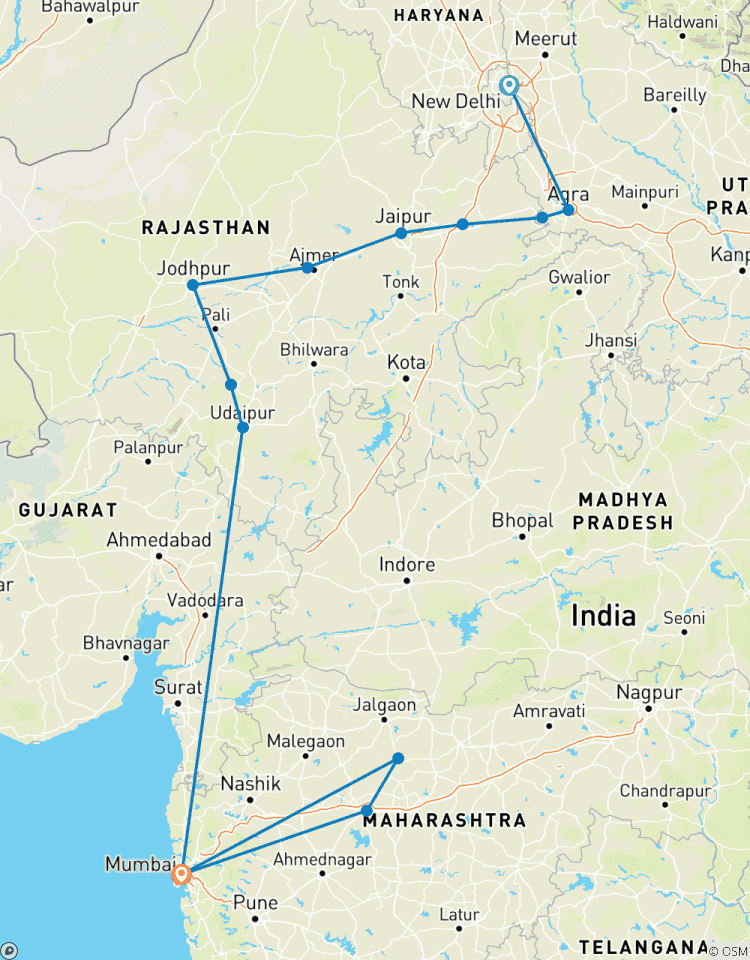 Passage en Inde : Delhi | Agra | Jaipur | Jodhpur | Udaipur | Aurangabad | Mumbai circuit