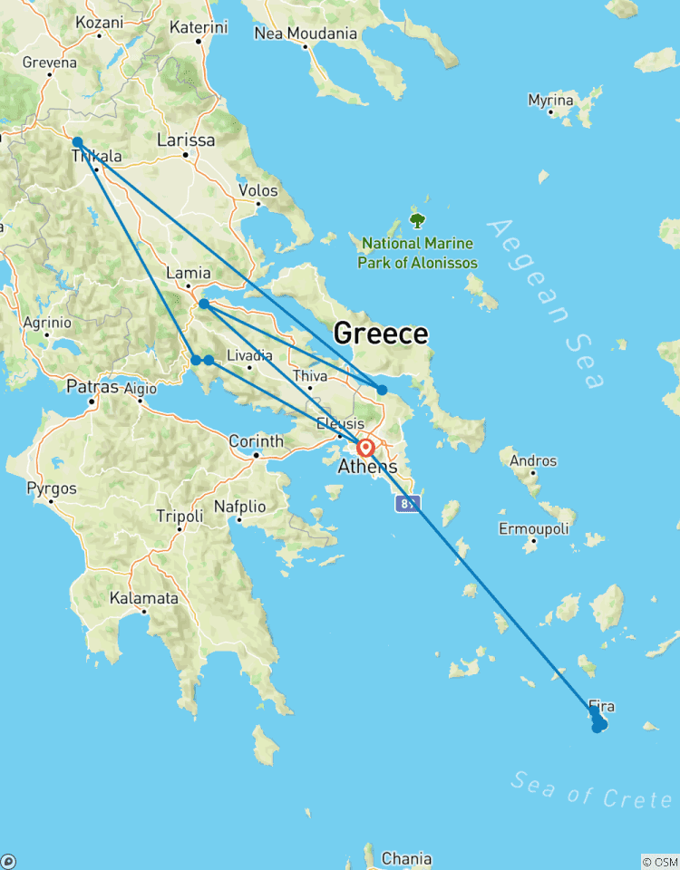 8-Day Greek Highlights: Athens, Delphi, Meteora & Santorini Tour