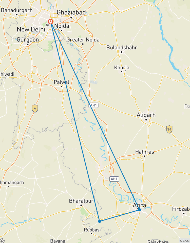 Circuito Circuito privado de una noche al Taj Mahal y Agra desde Delhi