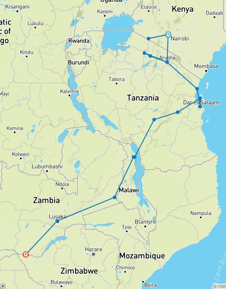 24-day Masai Mara to Victoria Falls (Camping) Tour