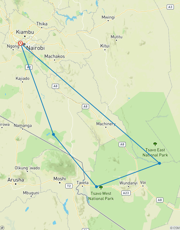 Circuito Safari de 4 días en Kenia a los Parques Amboseli, Tsavo oeste y este