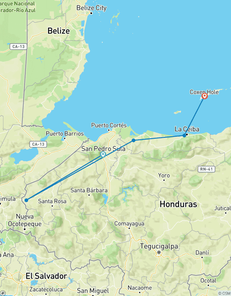 Honduras: San Pedro Sula, Copan Ruinen, Tela, La Ceiba, Roatán - 9 Tage Rundreise