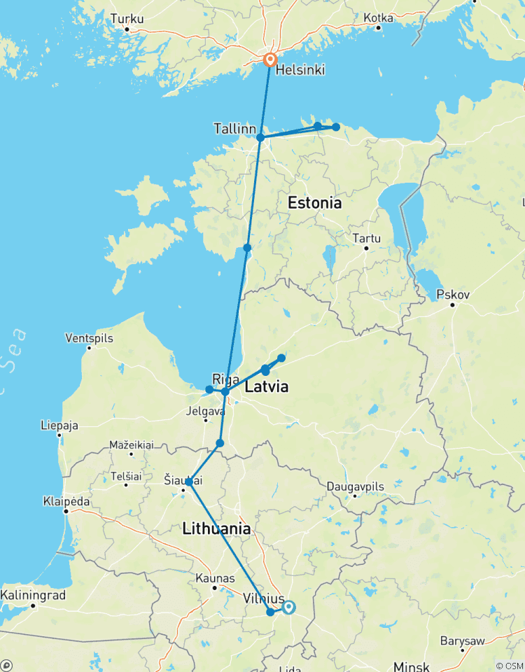 Voyage dans les capitales de Lituanie, Lettonie, Estonie et Finlande - 10 jours circuit