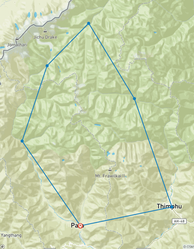 Circuito Bhután Jomolhari excursionismo de Paro a Thimphu Vía Lingzhi