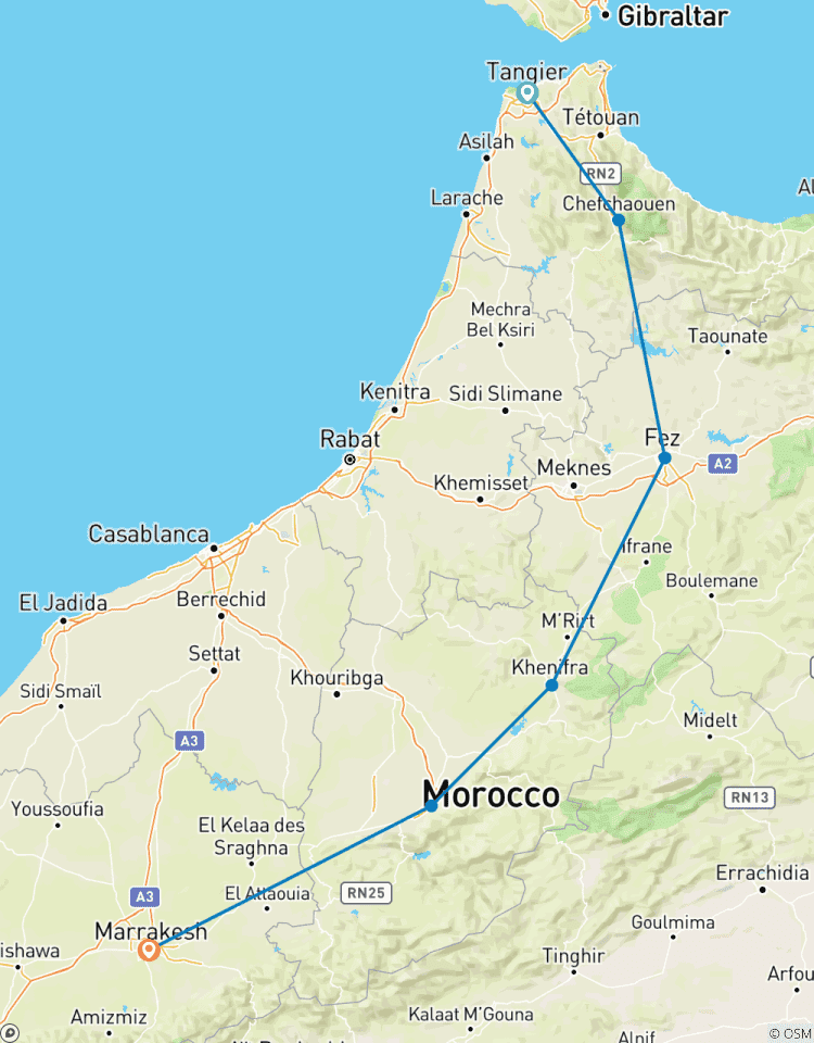 Circuito Circuitos a Marruecos - privado 3 días de Tánger a Marrakech visitando Chefchaouen y Fez
