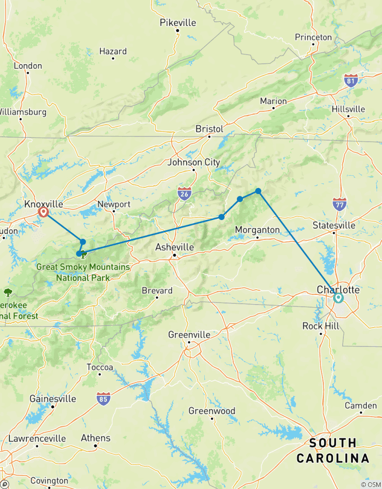 Circuito EE.UU. - 5 días de Blue Ridge Parkway a las grandes Montañas Humeantes