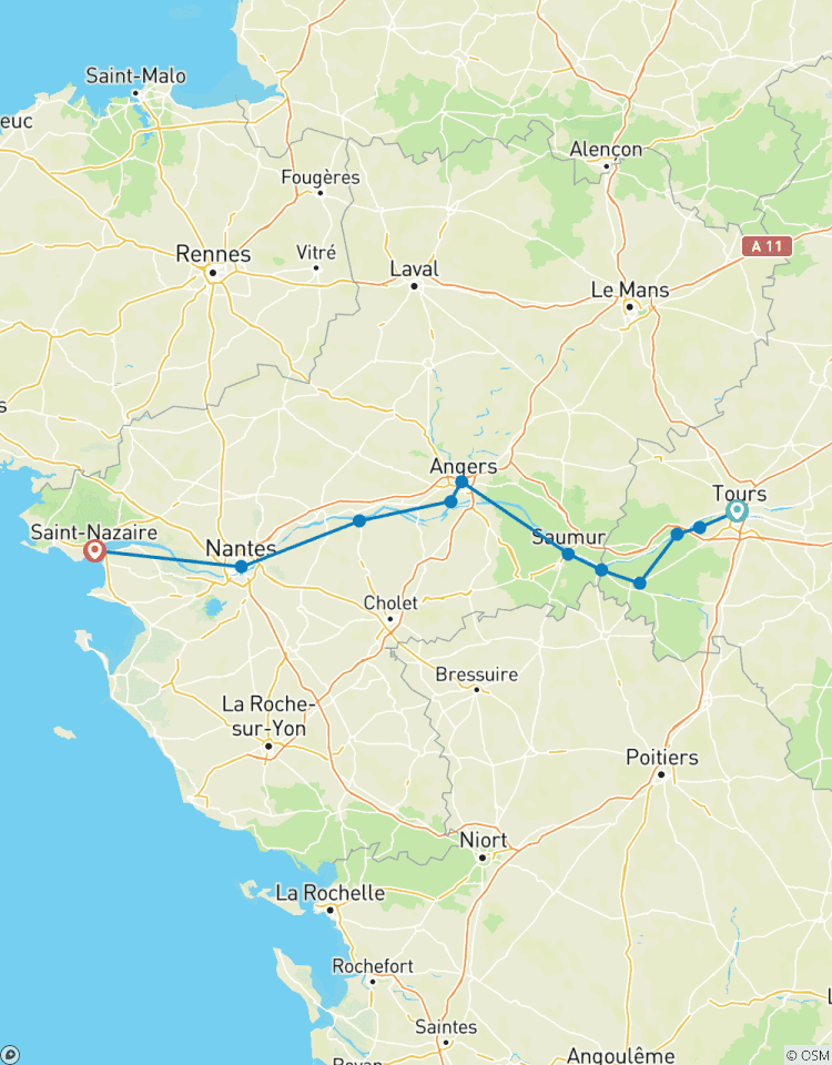 Loire-Radweg, Tours - Saint Nazaire Rundreise