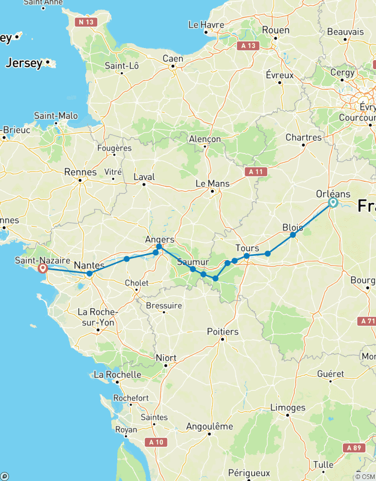 Loire-Radweg, Orléans - Saint Nazaire Rundreise