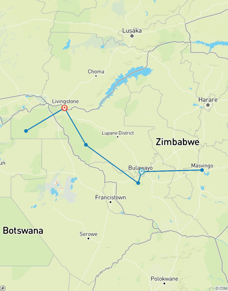 8 Daagse Natuur rondreis route voor Botswana & Zimbabwe: Ontmoet het Zimbabwaanse wild.-rondreis